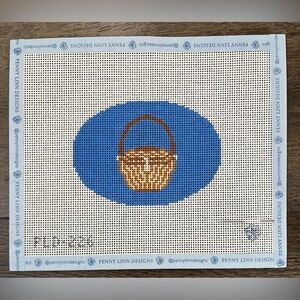 Penny Linn Nantucket Basket Handpainted Needlepoint Canvas 13 mesh 5 x 3.5 inch